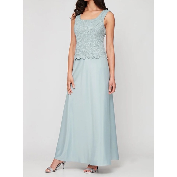 green emerald velvet dress Alex Evenings